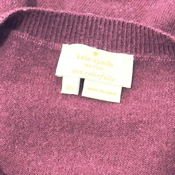 Kate Spade SZ XS Ruby Maroon Red Jewel Sweater - Picture 3 of 7